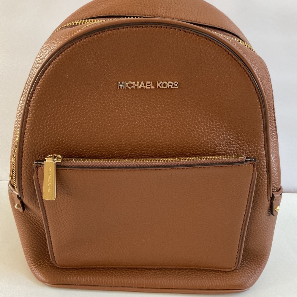 Michael Kors Adina Medium Pebbled Leather Backpack Brown Quite Luxury - Picture 2 of 16
